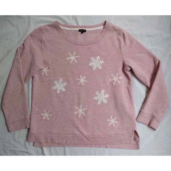 Talbots Tops - Talbots Pink Snowflake Sweatshirt Cozy Cabincore Ski Lodge Women's Size M
